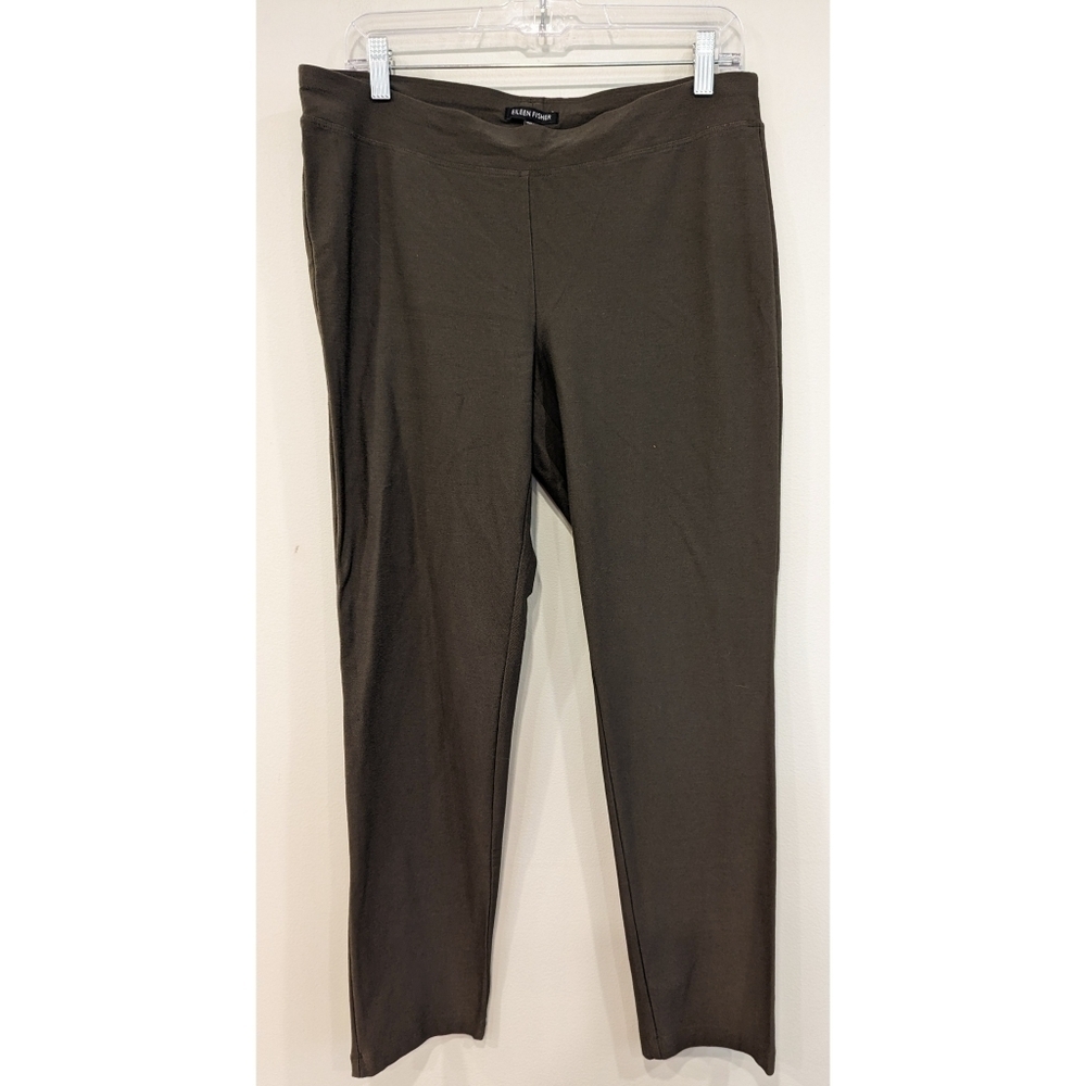 Eileen Fisher Olive Green Brown Viscose Pull On Pants Size Medium